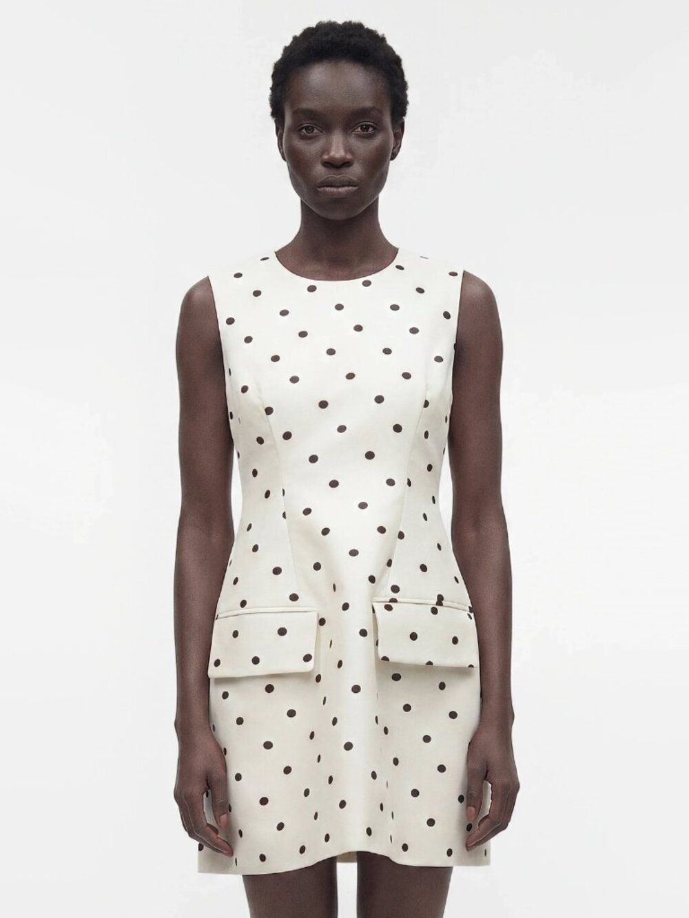 Baum und Pfertgarden "Amayah" Polka Dot Dress in Egret Cream Dot, size 36.